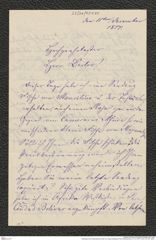 Nachlass Franz Steindachner, Brief von Hugo Schilling an Franz Steindachner (11.12.1877), Inv.Nr. 451.05, Seite 1